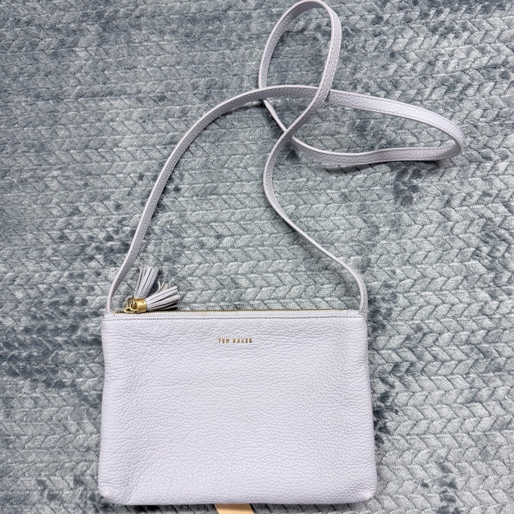 Ted Baker London Macey Double Zip Crossbody Pebbled Leather Bag Lilac Purple